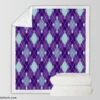 Purple Blue Argyle Pattern Sherpa Fleece Blanket