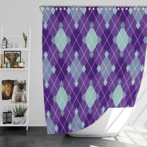 Purple Blue Argyle Pattern Shower Curtain