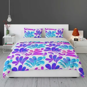 Purple Blue Pink Gradient Floral Bedding Set 1