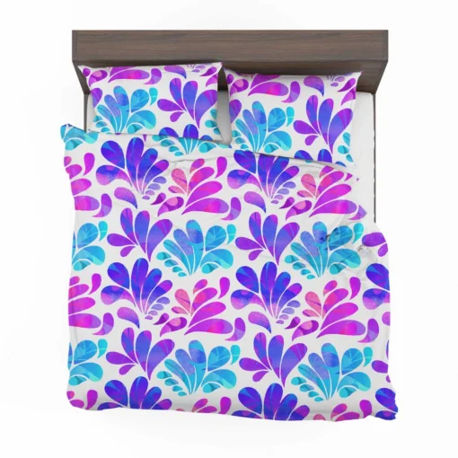 Purple Blue Pink Gradient Floral Bedding Set 2