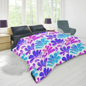 Purple Blue Pink Gradient Floral Duvet Cover 1