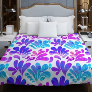 Purple Blue Pink Gradient Floral Duvet Cover