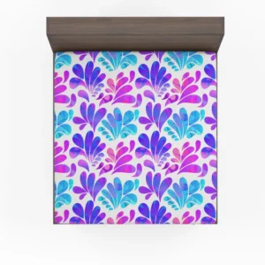 Purple Blue Pink Gradient Floral Fitted Sheet