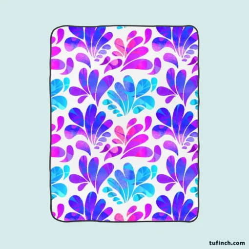 Purple Blue Pink Gradient Floral Fleece Blanket 1