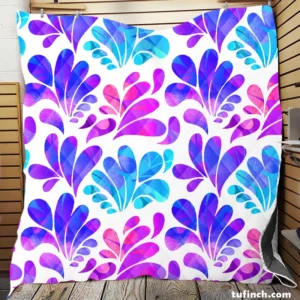 Purple Blue Pink Gradient Floral Quilt Blanket