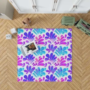 Purple Blue Pink Gradient Floral Rug