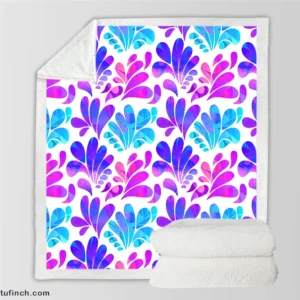 Purple Blue Pink Gradient Floral Sherpa Fleece Blanket