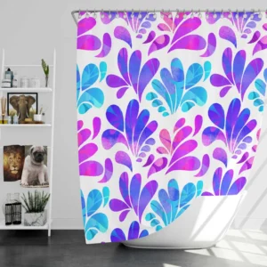 Purple Blue Pink Gradient Floral Shower Curtain