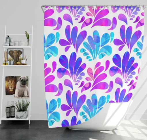 Purple Blue Pink Gradient Floral Shower Curtain