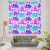 Purple Blue Pink Gradient Floral Wall Tapestry