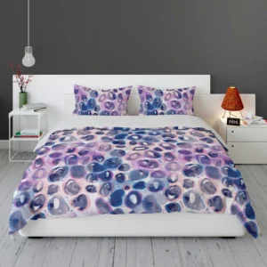 Purple Blue Watercolor Leopard Pattern Bedding Set 1