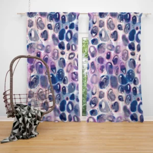 Purple Blue Watercolor Leopard Pattern Curtain