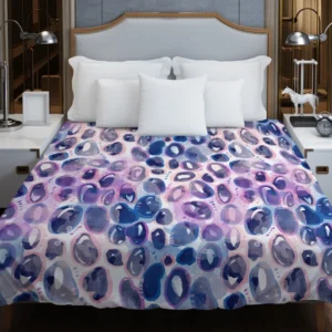 Purple Blue Watercolor Leopard Pattern Duvet Cover