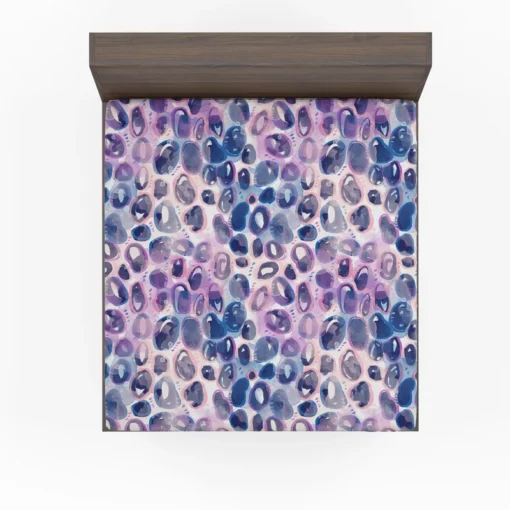 Purple Blue Watercolor Leopard Pattern Fitted Sheet