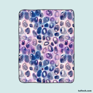 Purple Blue Watercolor Leopard Pattern Fleece Blanket 1