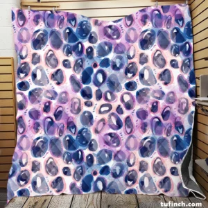 Purple Blue Watercolor Leopard Pattern Quilt Blanket