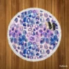 Purple Blue Watercolor Leopard Pattern Round Beach Towel