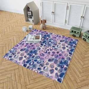 Purple Blue Watercolor Leopard Pattern Rug 1