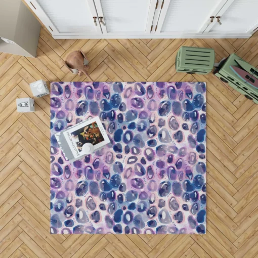 Purple Blue Watercolor Leopard Pattern Rug