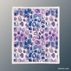 Purple Blue Watercolor Leopard Pattern Sherpa Fleece Blanket 1