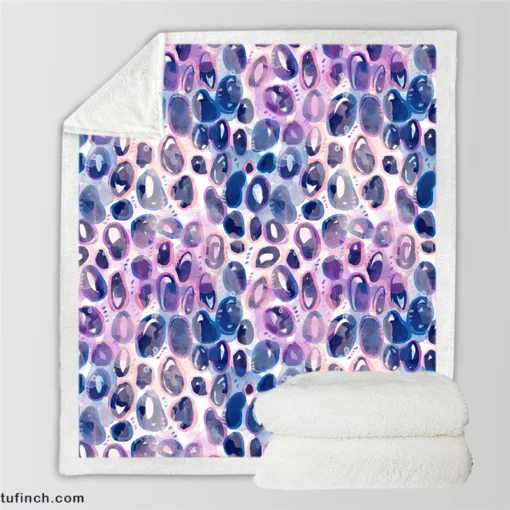 Purple Blue Watercolor Leopard Pattern Sherpa Fleece Blanket