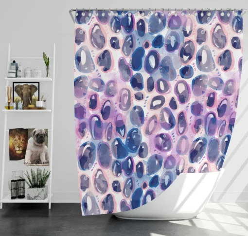 Purple Blue Watercolor Leopard Pattern Shower Curtain