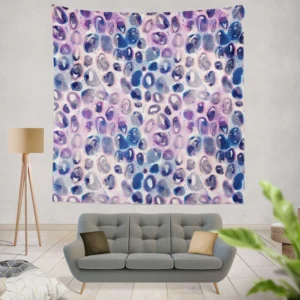 Purple Blue Watercolor Leopard Pattern Wall Tapestry