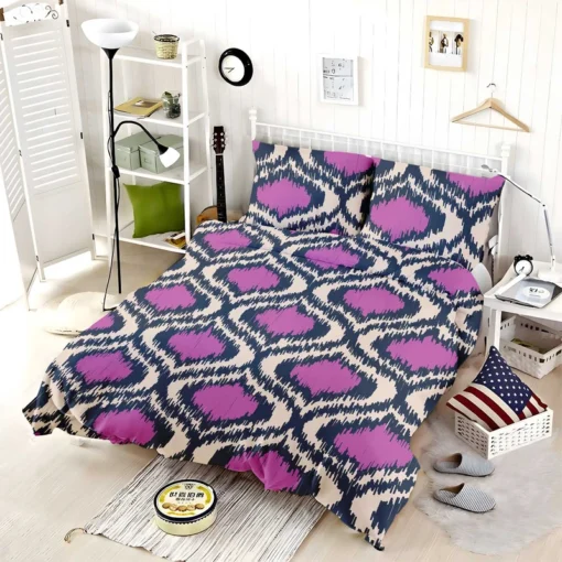 Purple Boho Ikat Design Bedding Set