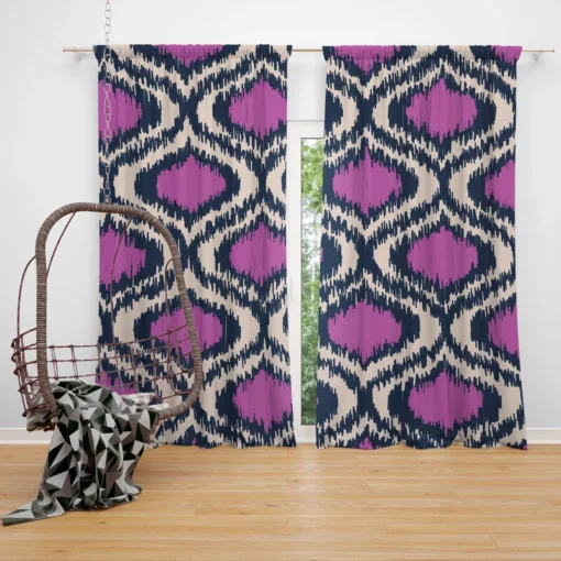 Purple Boho Ikat Design Curtain