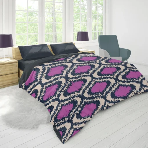 Purple Boho Ikat Design Duvet Cover 1