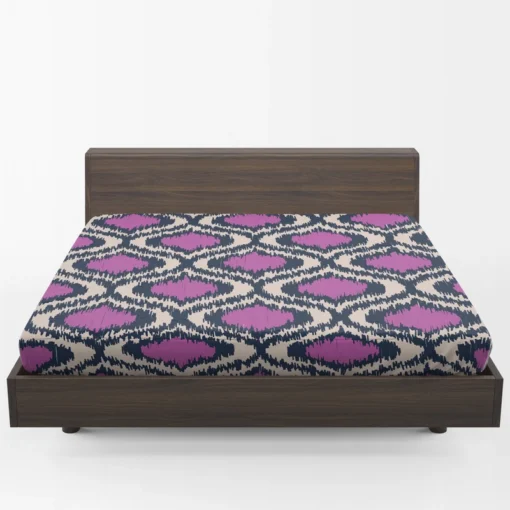 Purple Boho Ikat Design Fitted Sheet 1