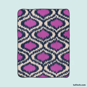 Purple Boho Ikat Design Fleece Blanket 1