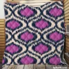 Purple Boho Ikat Design Quilt Blanket