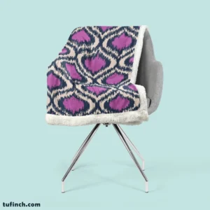 Purple Boho Ikat Design Sherpa Fleece Blanket 2