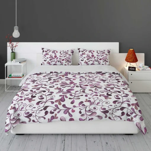 Purple Curly Vines Pattern Bedding Set 1