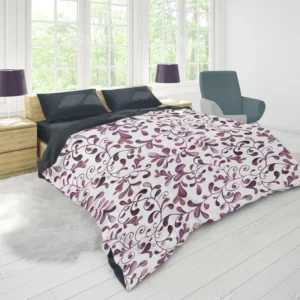 Purple Curly Vines Pattern Duvet Cover 1