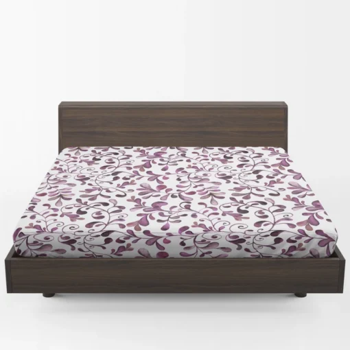 Purple Curly Vines Pattern Fitted Sheet 1