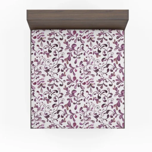 Purple Curly Vines Pattern Fitted Sheet