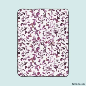 Purple Curly Vines Pattern Fleece Blanket 1