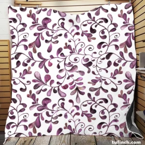 Purple Curly Vines Pattern Quilt Blanket