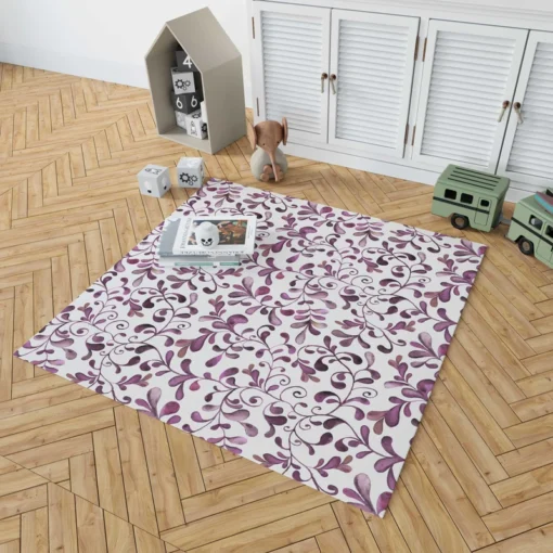 Purple Curly Vines Pattern Rug 1