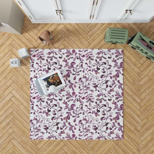 Purple Curly Vines Pattern Rug