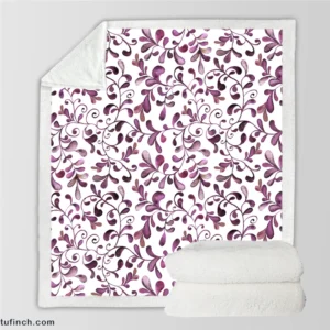 Purple Curly Vines Pattern Sherpa Fleece Blanket