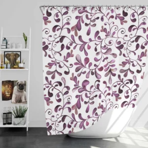 Purple Curly Vines Pattern Shower Curtain