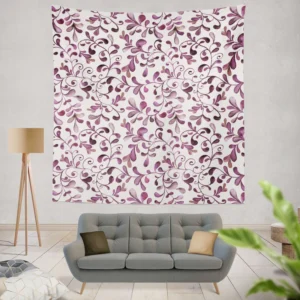 Purple Curly Vines Pattern Wall Tapestry