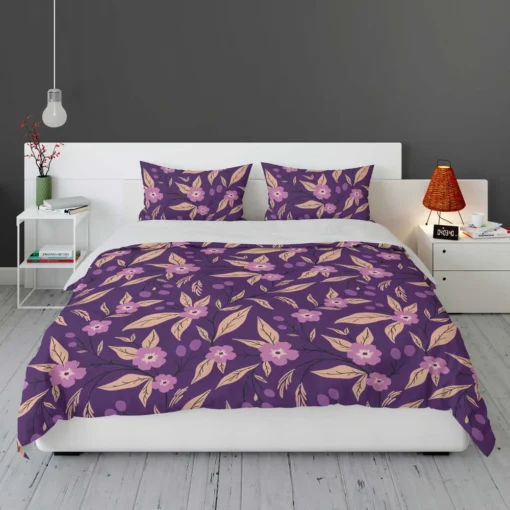 Purple Floral Pattern Bedding Set 1