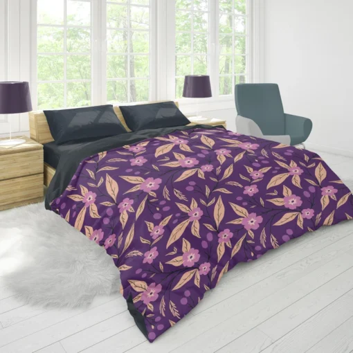 Purple Floral Pattern Duvet Cover 1