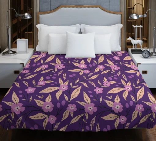 Purple Floral Pattern Duvet Cover