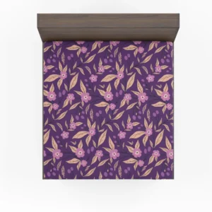 Purple Floral Pattern Fitted Sheet