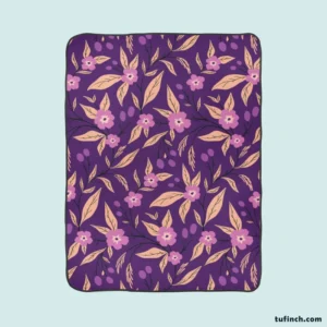 Purple Floral Pattern Fleece Blanket 1